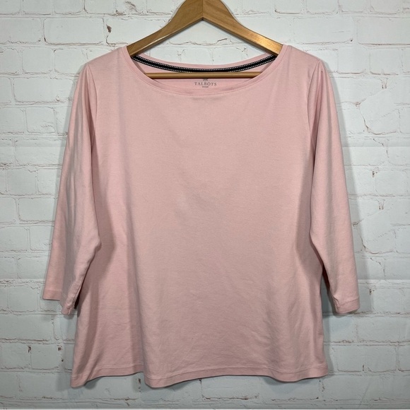 Talbots Shirt Womens Size 1X Mauve Round Neck Cotton 3/4 Sleeve T Shirt - Picture 1 of 8